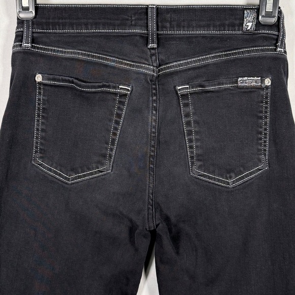 7 For All Mankind Denim - 7 For All Mankind Womens Skinny Jeans Black Contrast Stitch Cropped 28 AU8398121